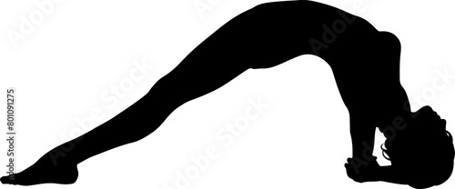 Silhouette of a woman maintaining the yoga Upward Plank posture. Vector illustration.  photo
