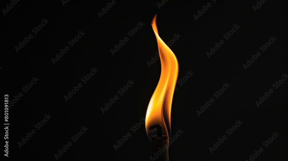 flame of wooden match on black background flame of wooden match on black background