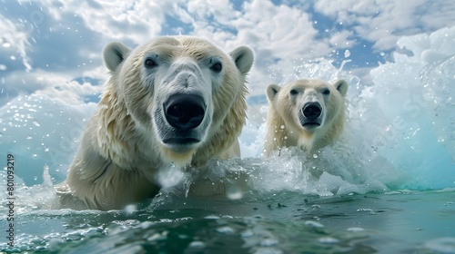 Polar bears taking a brisk swim photo