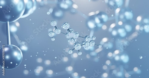 Aspirin, rotating 3D model of acetylsalicylic acid, seamless looped video, molecular structure with selective focus photo