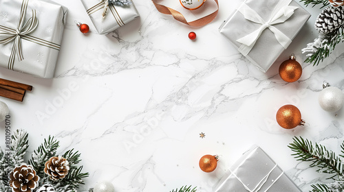 birthday gift silver box and amazing or beautiful gift green leave silver background 