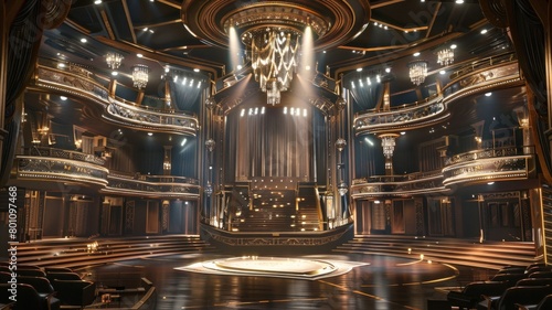A large theater with a stage and a balcony photo