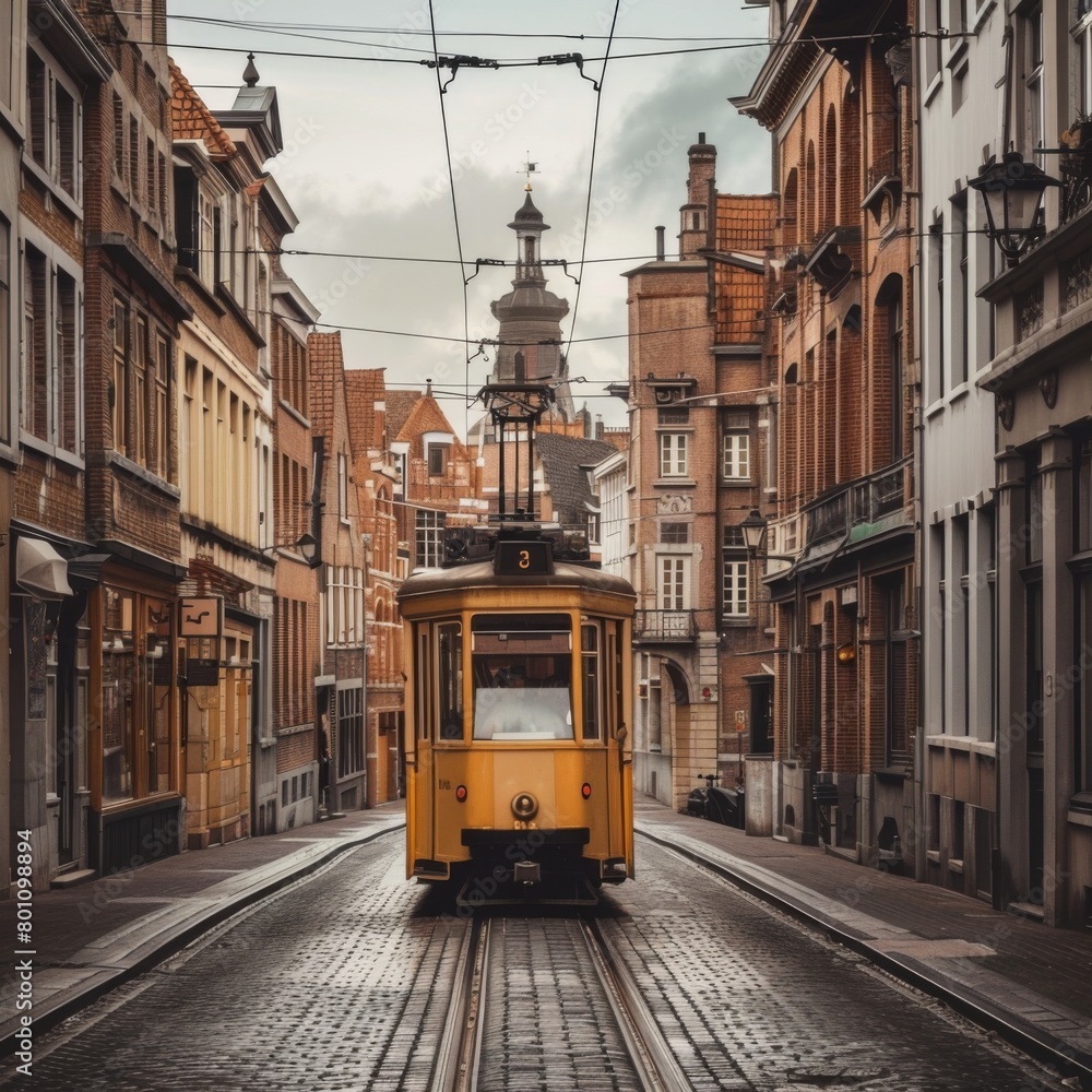 Fototapeta premium tram in old city