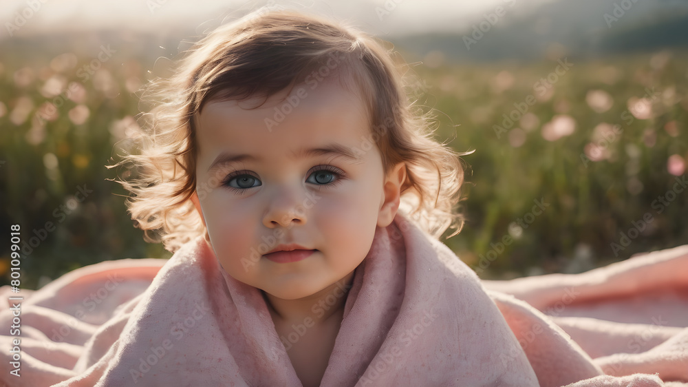 baby is hiding under the white blanket. AI generated image, ai baby is hiding under the white blanket. AI generated image, ai