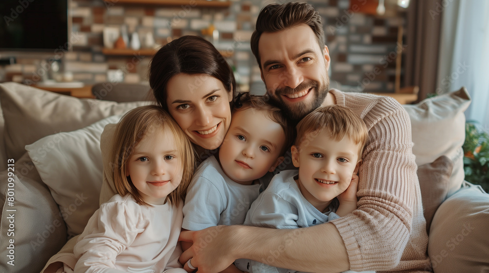 portrait of a family sitting on sofa portrait of a family sitting on sofa