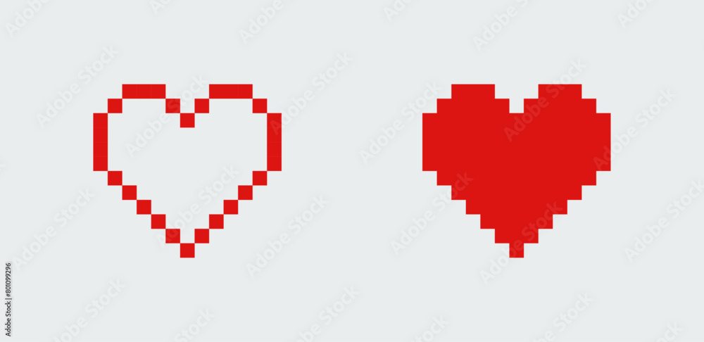 Fototapeta premium Heart symbol with pixel art style design.