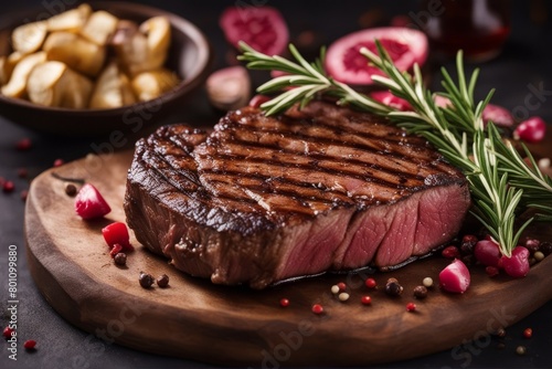 't bone steak porterhouse grill rosemary pink pepper beef beefsteak bar-b-q filet flames t-bone steakhouse fire grilled meat rib tenderloin black fillet sirloin flaming florentine fork cooking'