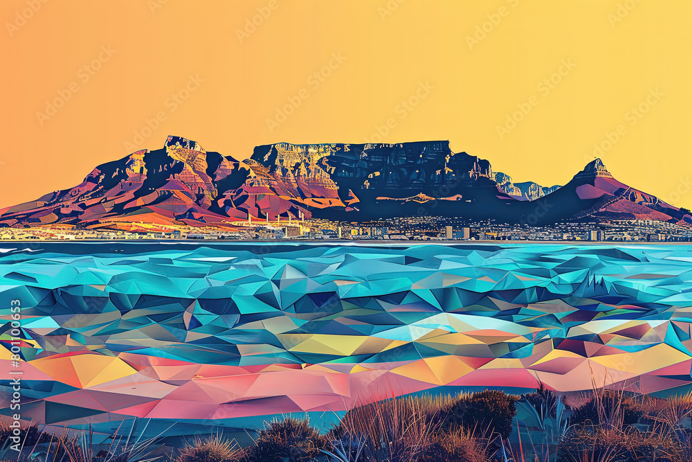 Fototapeta premium Summit Serenity - Table Mountain Illustration