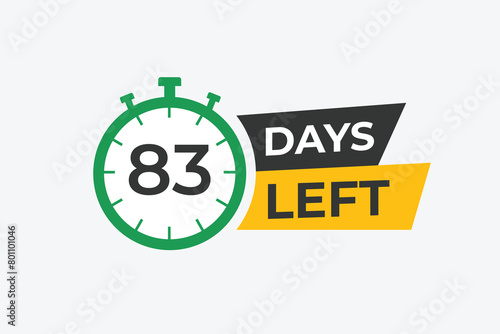 83 days to go countdown template. 83 day Countdown left days banner design. 83 Days left countdown timer