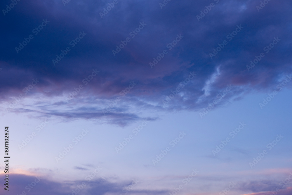Obraz premium beautiful dramatic landscape, blue sky with dark clouds, concept transcendence, seasonal change of weather, Heaven and infinity, height, kingdom of God, banner
