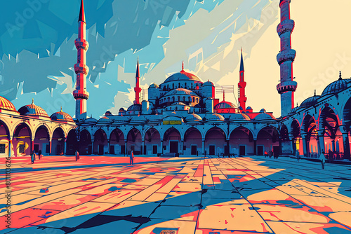 Sultan Ahmed Mosque - Istanbul Skyline Illustration photo