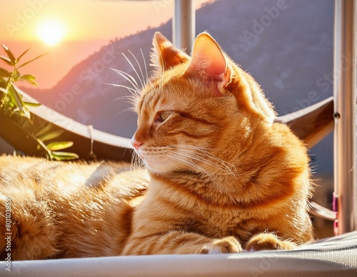 Capture an orange cat basking in a warm sunbeam, highlighting its love of comfort © stéphane huvé