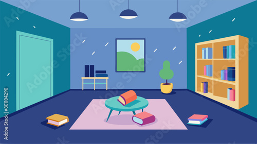 A quiet corner in the classroom set up as a safe and soothing space for students with sensory processing challenges to take a break when needed.. Vector illustration