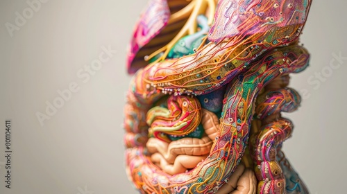 Accurate human stomach anatomy with layer details, rendered beautifully against neutral backdrop photo