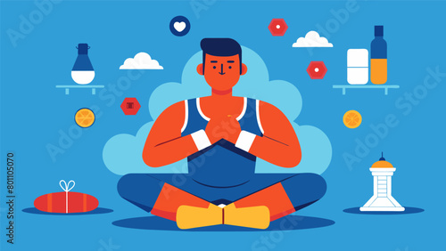 A boxer takes a moment to meditate before a match letting go of distractions and strengthening their mental resilience.