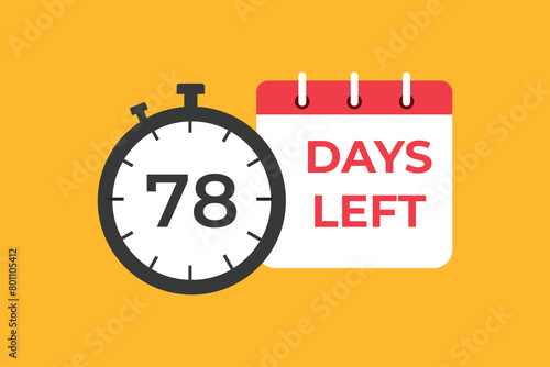 78 days to go countdown template. 78 day Countdown left days banner design. 78 Days left countdown timer