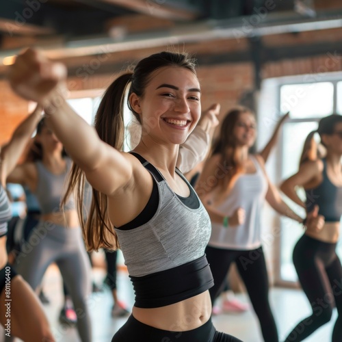 group of people training in gym