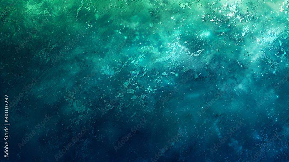 Background noise, textured, glowing, vibrant cover header poster design in blue and green with a grainy texture.