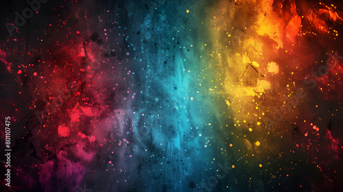 Banner design with a gritty gradient background, blue, yellow, and red abstract glowing colours, and a black backdrop with vibrant, dark noise and glowing colours.