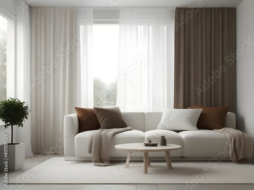 Empty painted wall.Living room furniture and blank background.Bedroom interior trend 2024 year Modern luxury apricot room interior home designs. living room designs.Home decor trend. 3d render