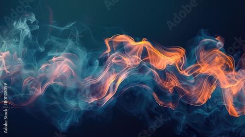 glowing wave, smoke,wavy smoke background, digital art illustration,Fiery fractal shapes dance in a mystical, smoky backdrop ,cigarette smoke abstract shapes on a black background 