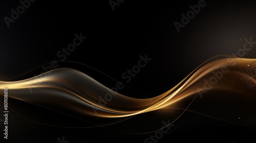 Elegant gold wave textures on a black background, ideal for sophisticated advertising or gala event invitations,