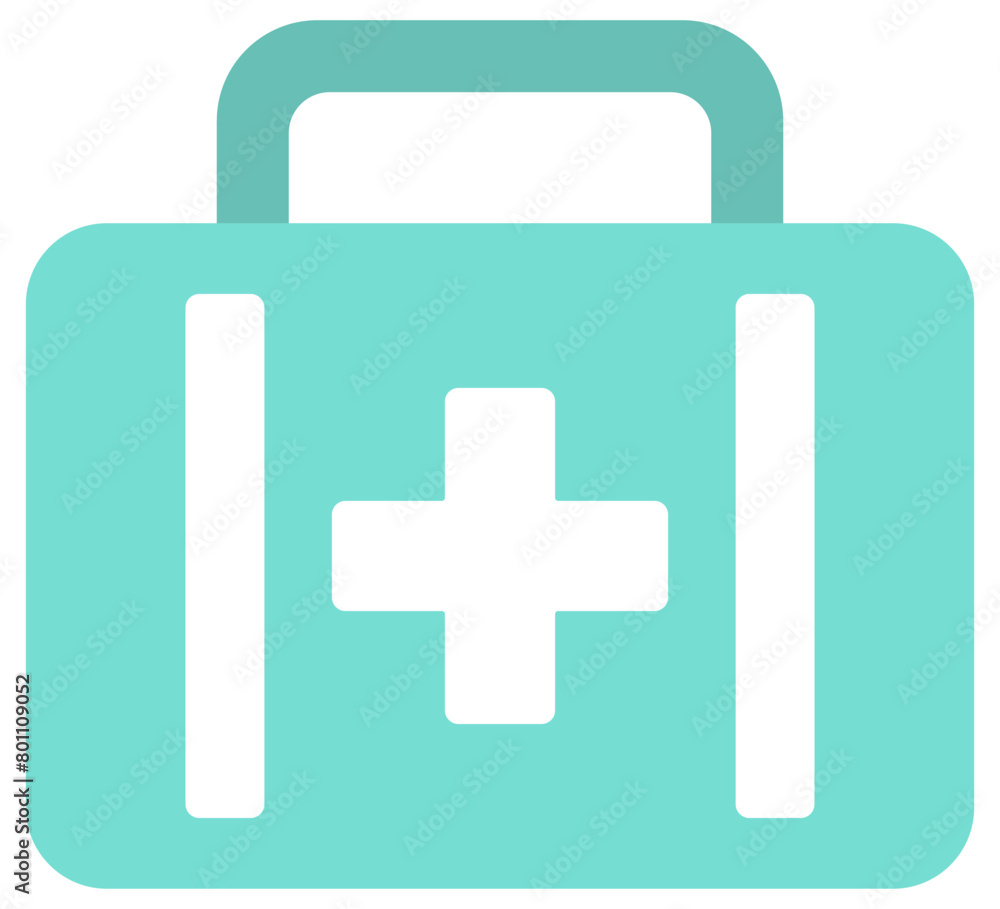 Fototapeta premium First aid kit medical flat icon isolated on white background.