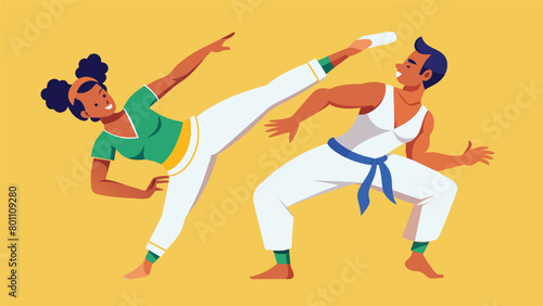 A couple practices techniques from capoeira a Brazilian martial art that combines dance and acrobatics to improve functional fitness and body