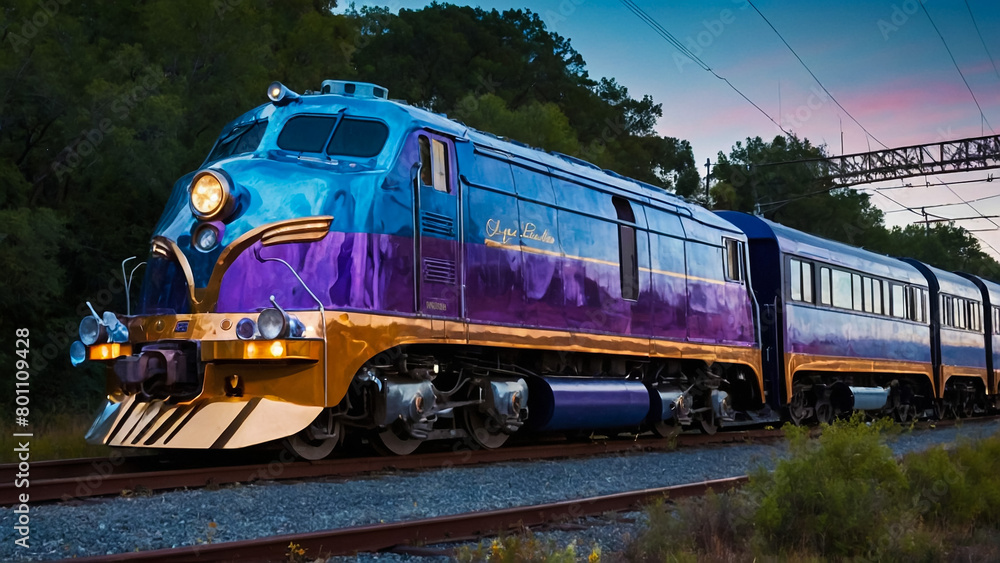 Fototapeta premium Artistic concept painting of a beautiful train, background illustration. 
