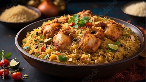 chicken with rice and vegetables Culinary Opulence Chicken Biryani Spectacle in 8K Splendor 
