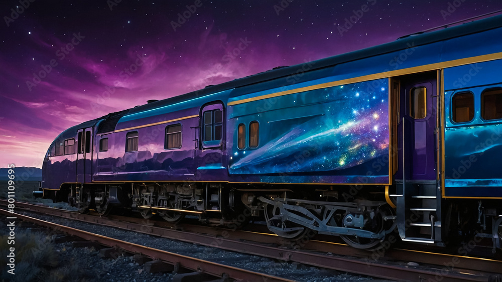Fototapeta premium Artistic concept painting of a beautiful train, background illustration.