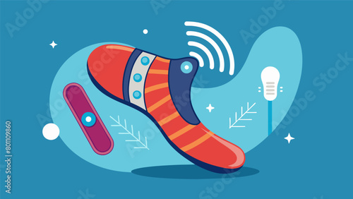 Shoes with insoles that detect changes in gait and posture providing insights into an individuals mood and suggesting relaxation techniques.. Vector illustration
