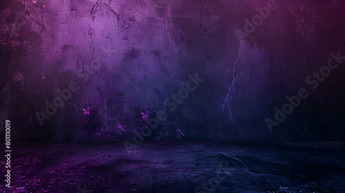 Dark and melancholic banner background with a wide poster header backdrop design and a grainy gradient that glows purple, black, and violet noise. photo