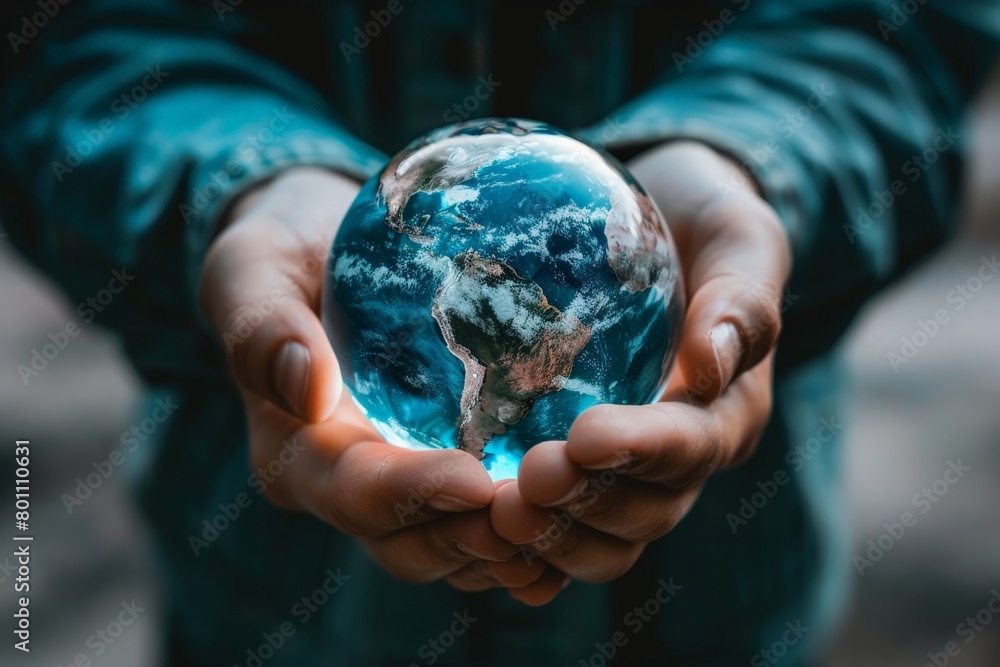 A person is holding a globe in their hands A person is holding a globe in their hands