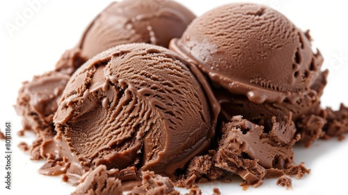 Close-up of chocolate ice cream against white background