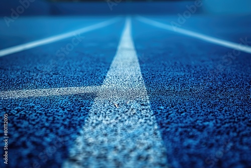 closeup of tennis court, white chalk line o blue colors 