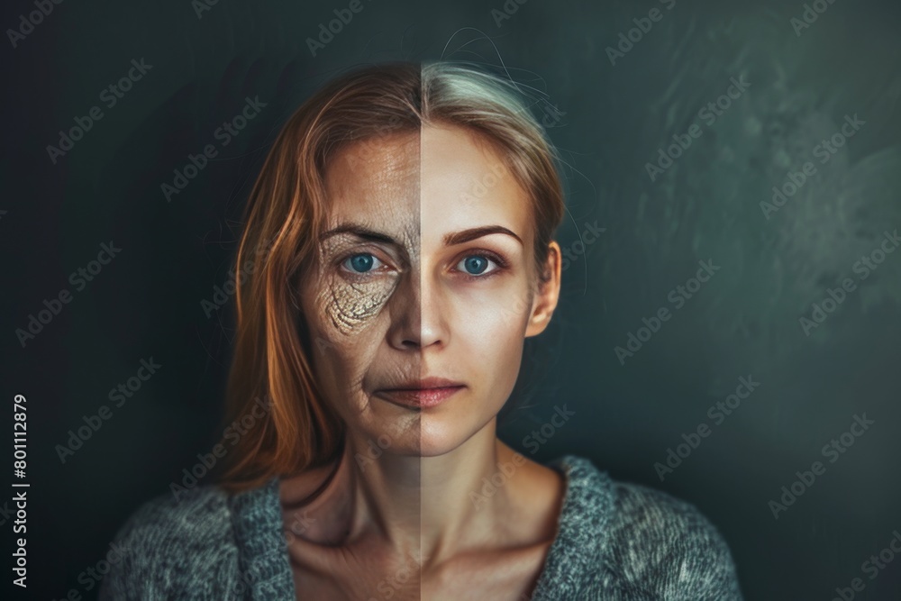 Youth preservation depicted through visual metaphors integrates neck splits and epigenetic screen into aging gracefully. Youth preservation depicted through visual metaphors integrates neck splits and epigenetic screen into aging gracefully.