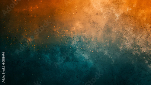 Teal orange noise texture header poster banner landing page backdrop design with a dark blurred colour gradient and grainy background. © Best Designs