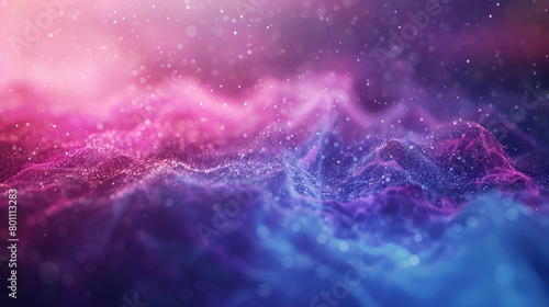 The futuristic banner design is blurred and features a gradient background of purple, pink, and blue colours with a grainy texture effect. photo