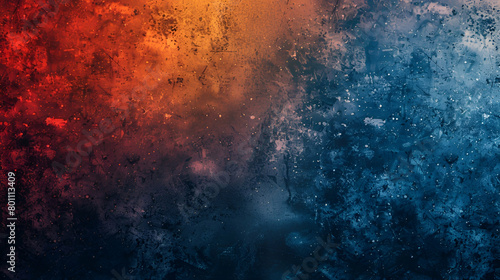 vibrant grunge grainy background with a colour gradient of blue, orange, red, and black noise, as well as a backdrop header poster banner design