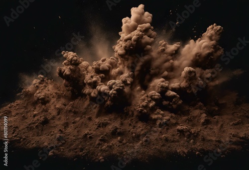 'Soil brown ground background explosion cloud isolated Abstract black' © sandra