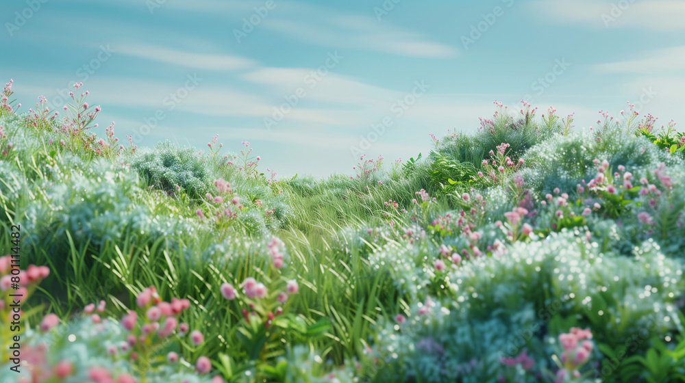 Obraz premium a stage full of grass with small flowers