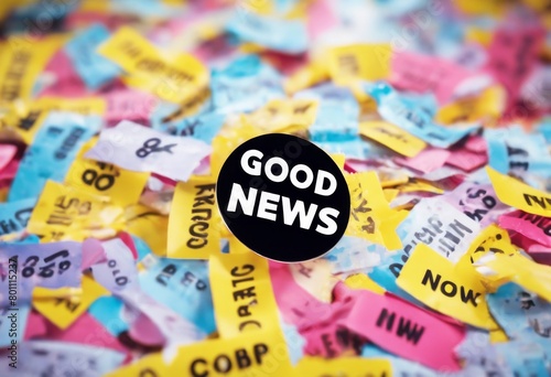 'good background label confetti news colored newsletter dispatch header live media network poster promotion yellow red banner con'