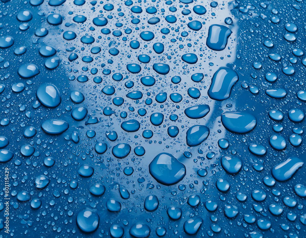 water drops on blue background abstract close up rain backdrop wallpaper