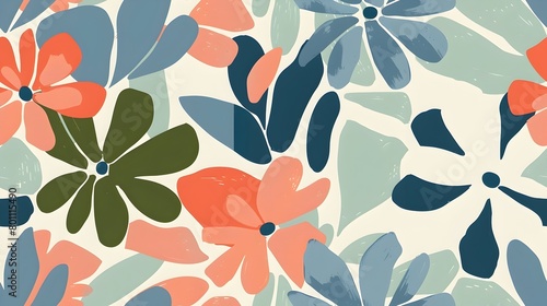 Vibrant and Colorful Floral Abstract Botanical Pattern for Backgrounds and Designs