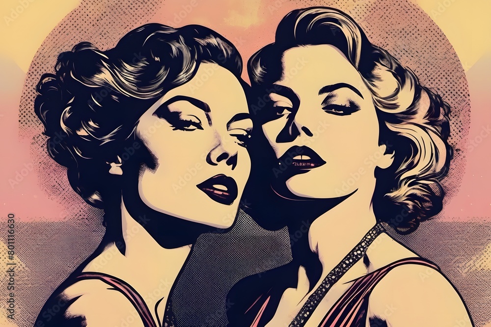 A captivating artistic portrayal of a lesbian couple radiating love, intimacy, and connection, celebrating diversity and romance. A captivating artistic portrayal of a lesbian couple radiating love, intimacy, and connection, celebrating diversity and romance.
