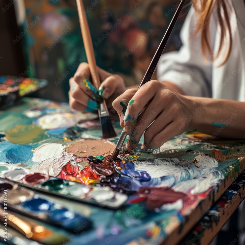 artist with palette artist with palette