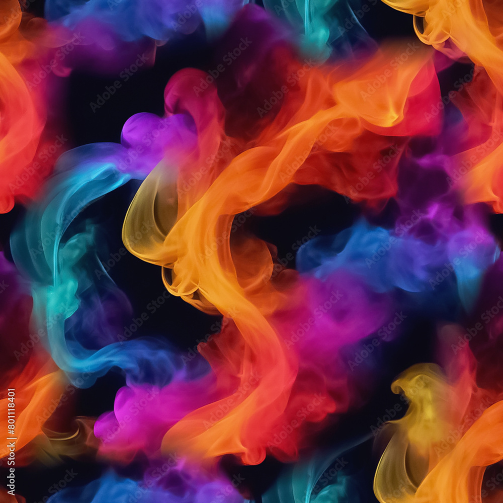 Seamless pattern with texture of pink, blue, orange smoke, fog, clouds Seamless pattern with texture of pink, blue, orange smoke, fog, clouds