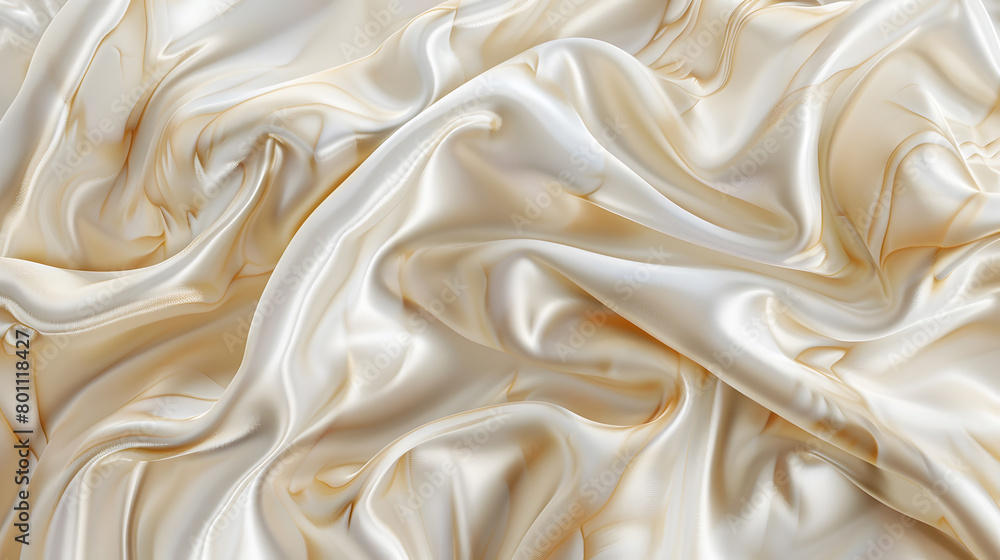 The texture of the satin fabric of beige color marble background. Generative AI.