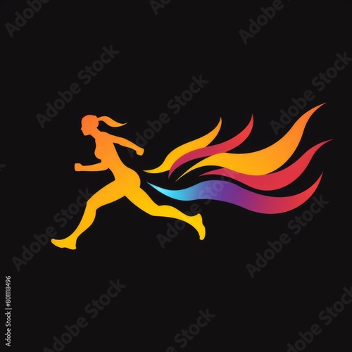 running woman silhouette logo design